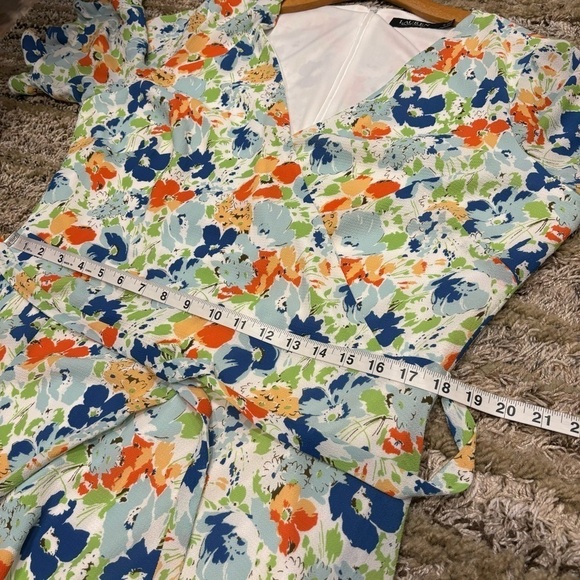 Lauren Ralph Lauren black Label Dress 16 Floral crepe faux wrap - Picture 11 of 15